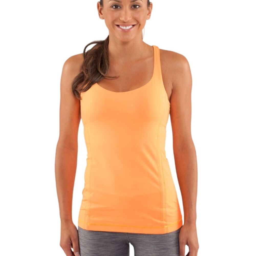 Lululemon Free To Be Tank Size 8 Creamsicle Pop Built In Bra Crossback Yoga EUC